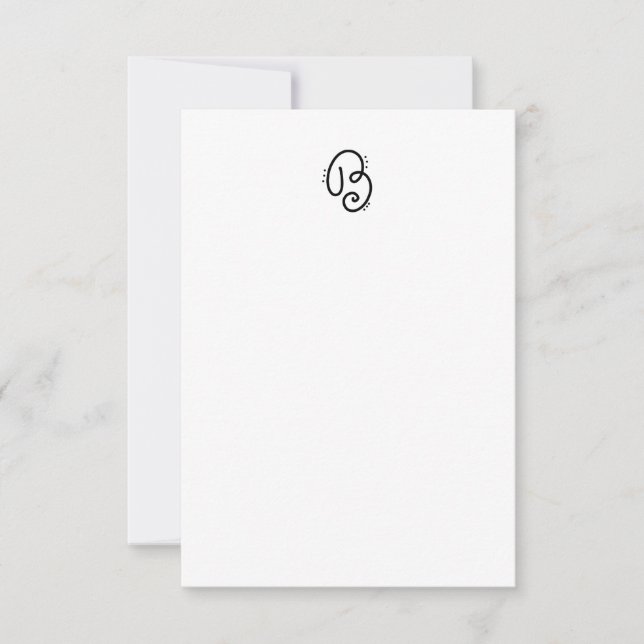 Handdragen monogram brev B-notecard Tack Kort (Framsida)