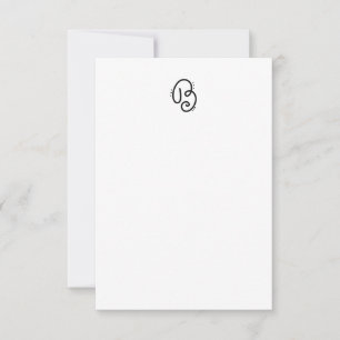 Handdragen monogram brev B-notecard Tack Kort
