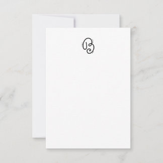 Handdragen monogram brev B-notecard Tack Kort