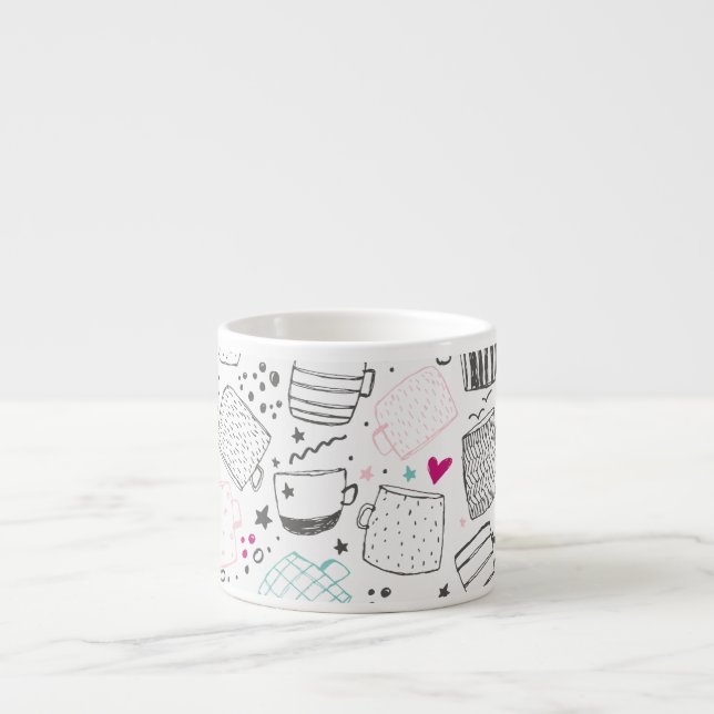 Handdragen mugg mönster, sömlös design. espressomugg (Framsidan)