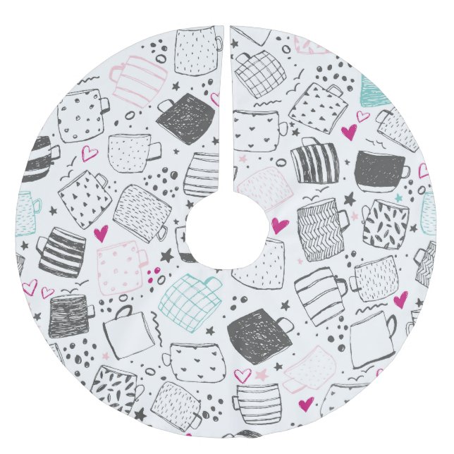 Handdragen mugg mönster, sömlös design. julgransmatta borstad polyester (Framsidan)