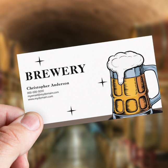 Handdragen öl Mugg - bryggeri Visitkort (Hand-drawn Beer Mug - Brewery Business Card)