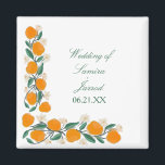Handdragen Orange Botaniska Abstrakten Bröllop Magnet<br><div class="desc">Bröllop Magnet med Hand plockade Orange Botaniska Blommigten Art</div>