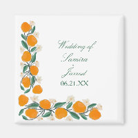 Handdragen Orange Botaniska Abstrakten Bröllop