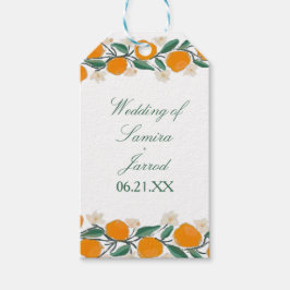 Handdragen Orange Botaniska Abstrakten Bröllop Presentetikett