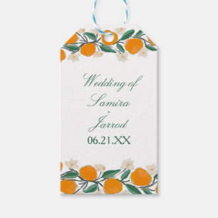 Handdragen Orange Botaniska Abstrakten Bröllop Presentetikett