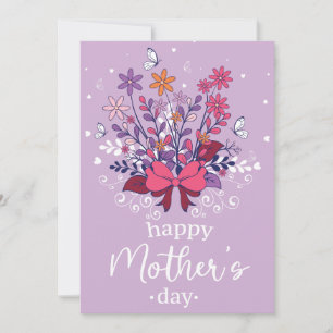 Handdragen pastellblombukett Lycklig Mor dag Kort