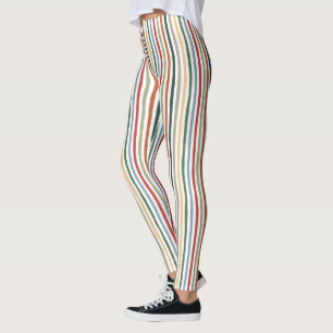 Handdragen rand i art nouveau-inspirerad färg leggings