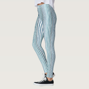 Handdragen rand i havsininspirerad blå nyans leggings