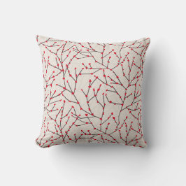 Handdragen Red Winterberry Grenar Helgdag Kudde