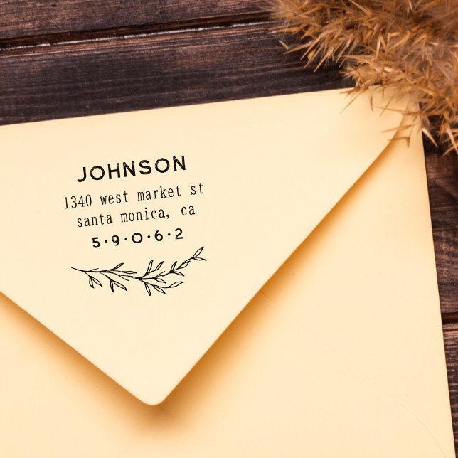 Handdragen Returadress för Anpassningsbar av botan Stämpel (Skapare uppladdad)