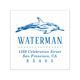 Handdragen Returadress för delfinfamiljen Namn Självfärgande Stämpel