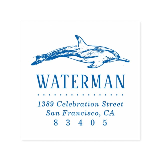 Handdragen Returadress för delfinfamiljen Namn Självfärgande Stämpel (Design)
