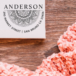 Handdragen Returadress för familjen Namn-runda Självfärgande Stämpel