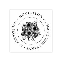 Handdragen Returadress för Hibiscus Round Family