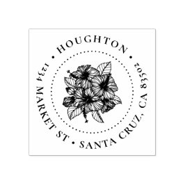 Handdragen Returadress för Hibiscus Round Family Stämpel