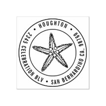 Handdragen Returadress för Starfish Round Typograp