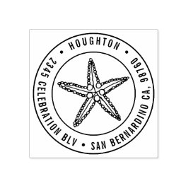 Handdragen Returadress för Starfish Round Typograp Stämpel