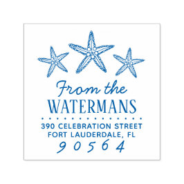 Handdragen Returadress i Starfish Family Namn Självfärgande Stämpel