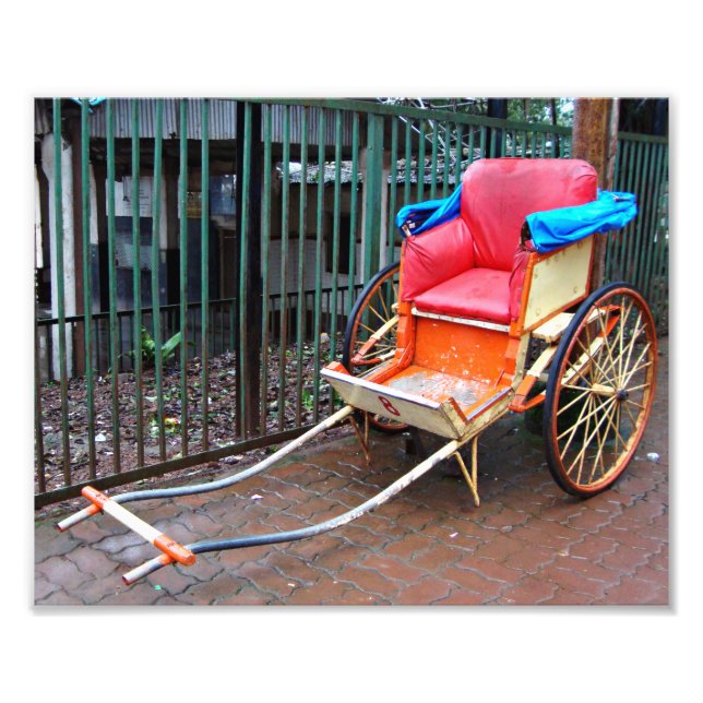 Handdragen Rickshaw i Kolkata (Calcutta), Indien Fototryck (Framsidan)