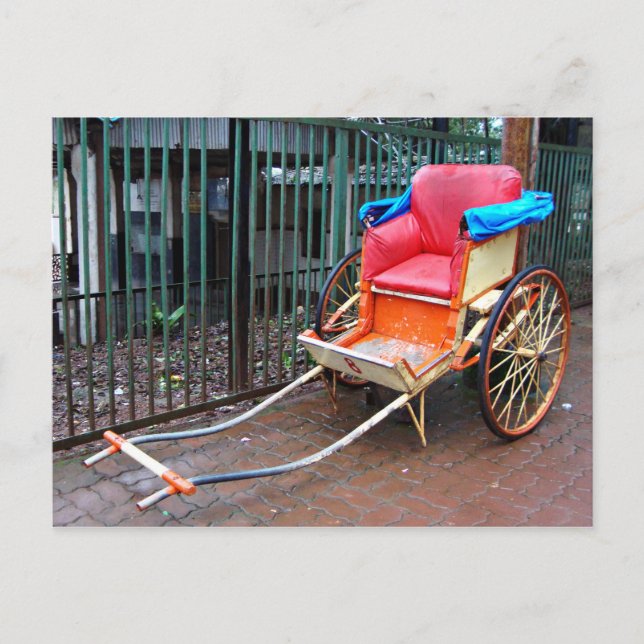 Handdragen Rickshaw i Kolkata (Calcutta), Indien Vykort (Framsida)