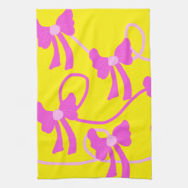 Handdragen Rosa Gult Älskare Kökshandduk