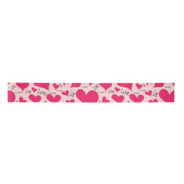 Handdragen Rosa Heart Kärlek Satin Ribbon