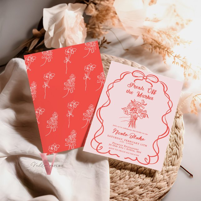 Handdragen Rosa utanför Möhippan Inbjudan (Skapare uppladdad)
