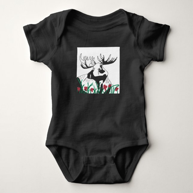 Handdragen Rustic Moose T Shirt (Framsida)