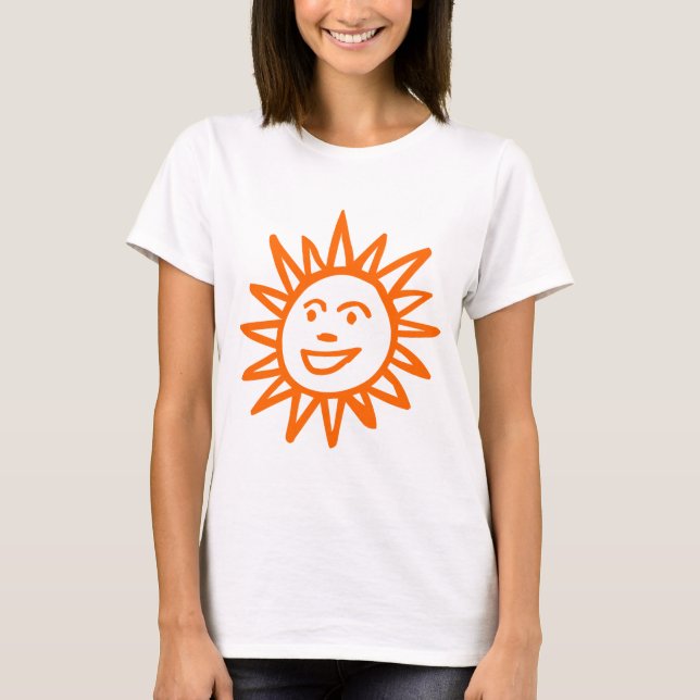 Handdragen Sol Motif - Orange T Shirt (Framsida)