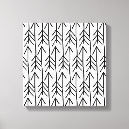 Handdragen svart, vit, geometrisk Chevron Mönster Canvastryck
