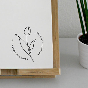 Handdragen tulpanblomma från Bibliotek i Bok Stämpel