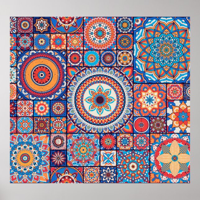 Handdragen Vintage: Islamiska dekorativa Inslag Poster (Framsidan)