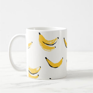 Handdragna bananer, snyggt sömlös mönster. kaffemugg