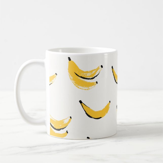 Handdragna bananer, snyggt sömlös mönster. kaffemugg (Vänster)