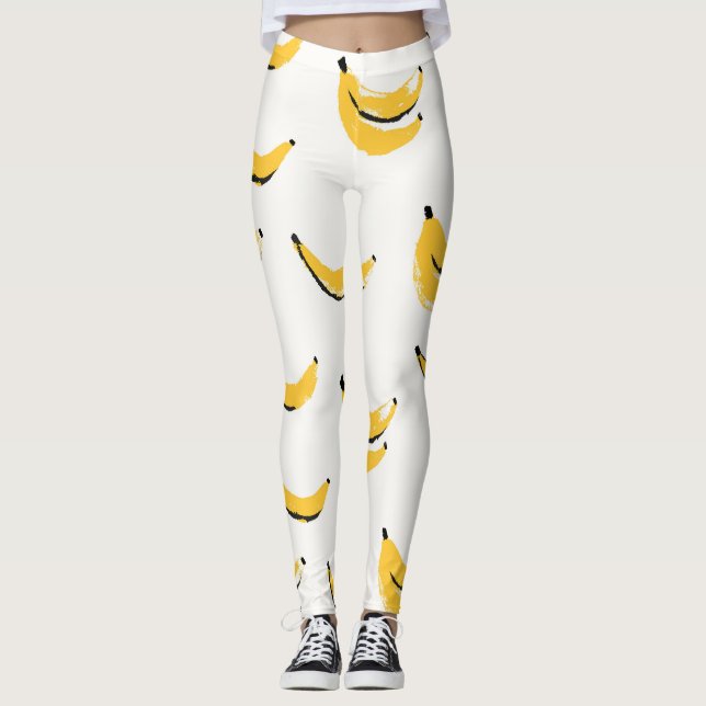 Handdragna bananer, snyggt sömlös mönster. leggings (Framsida)