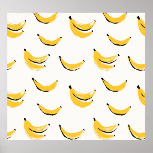 Handdragna bananer, snyggt sömlös mönster. poster