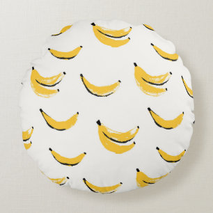 Handdragna bananer, snyggt sömlös mönster. rund kudde