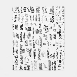 Handdragna bokstäver, typografi-doodlsamling fleecefilt