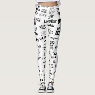 Handdragna bokstäver, typografi-doodlsamling leggings