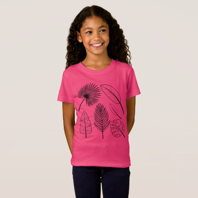 Handdragna Flowers Doodles Rosa Plants Blommigt T- T Shirt (Hel framsida)