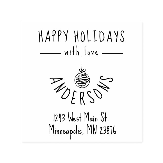 Handdragna Helgdagar FamiljeAnpassningsbar Returad Självfärgande Stämpel (Design)