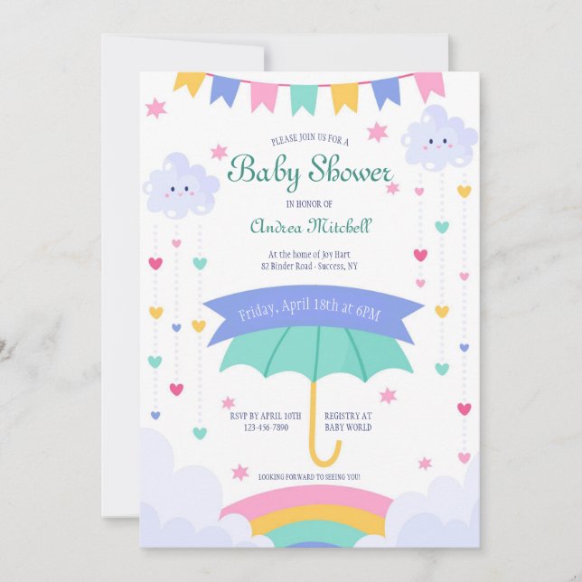 Handdragna inbjudningar till babyskor (Framsida)