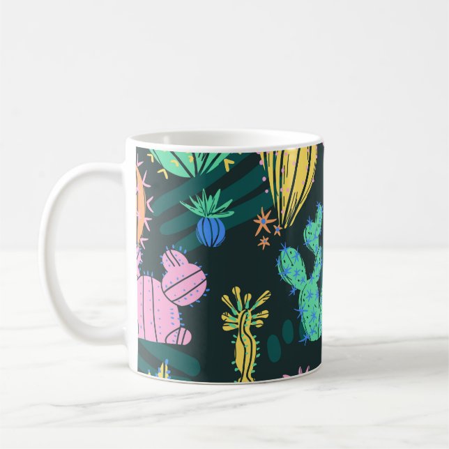 Handdragna kaktus: Skandinaviska sömlösa. Kaffemugg (Vänster)