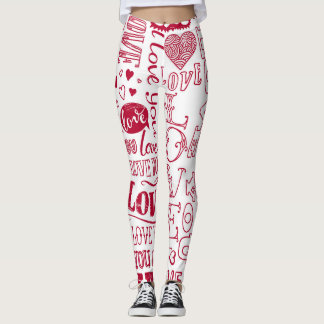 Handdragna kärlek-dockor, charmig mönster. leggings