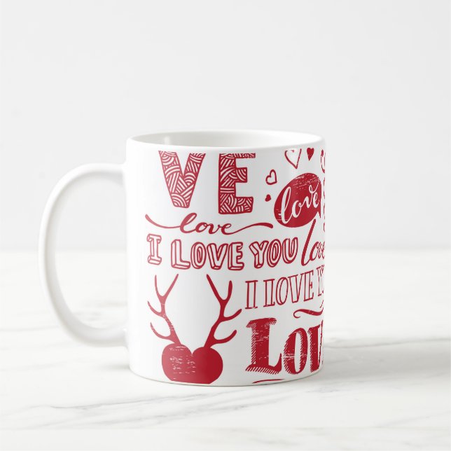 handdragna kärlek doodlar  kaffemugg (Vänster)