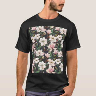 Handdragna magnolier: vattenfärgssömlösa. t shirt