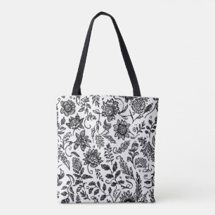 Handdragna motiv för boho-blommigt med paisley tygkasse
