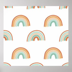 Handdragna regnbågar: Pastellfritt mönster. Poster