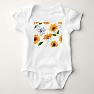 Handdragna solblommor: vibrerande gult mönster. t shirt